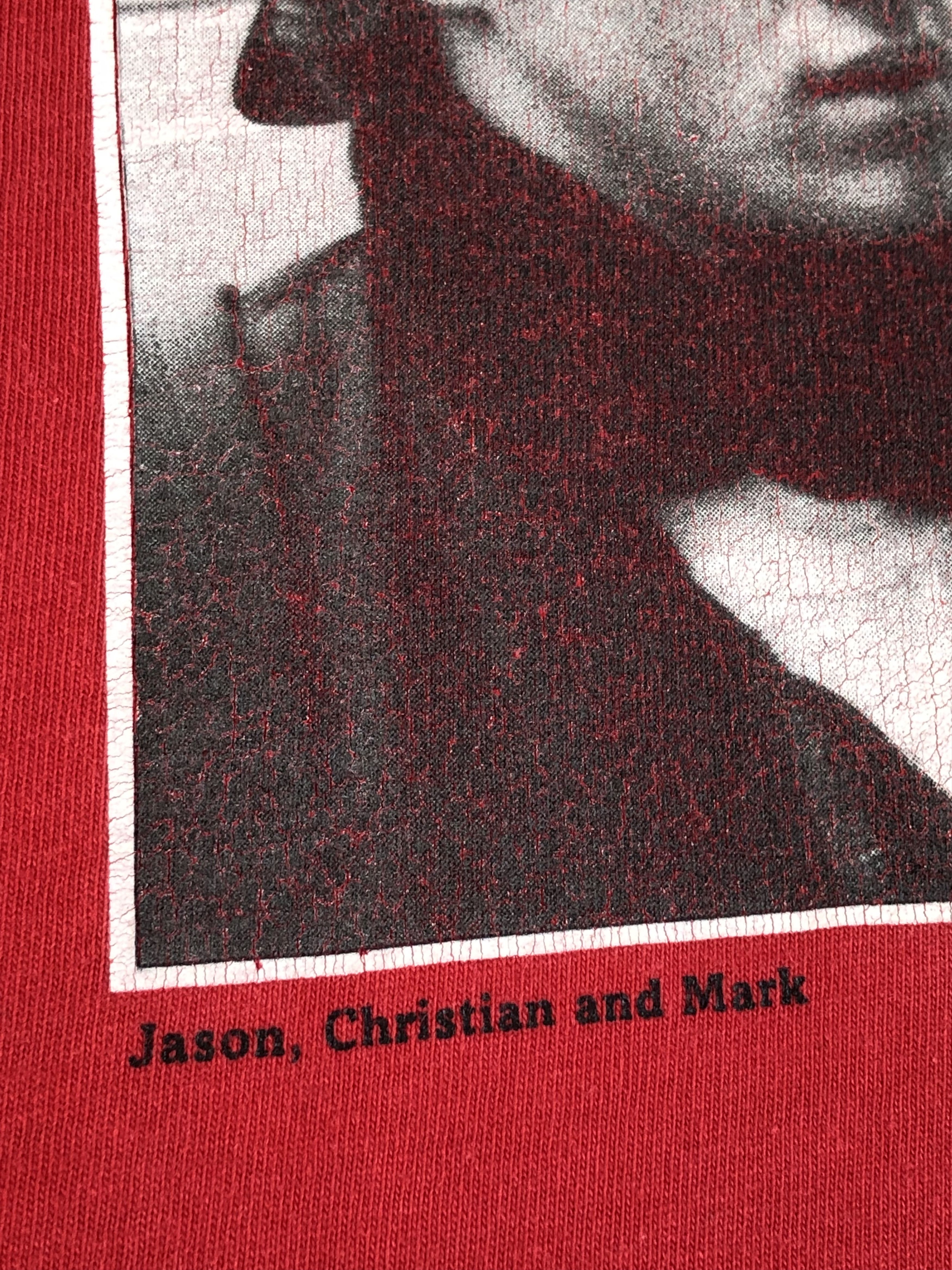 RARE🔥VINTAGE 90’S THRASHER JASON CHRISTIAN MARK IN RED TEE