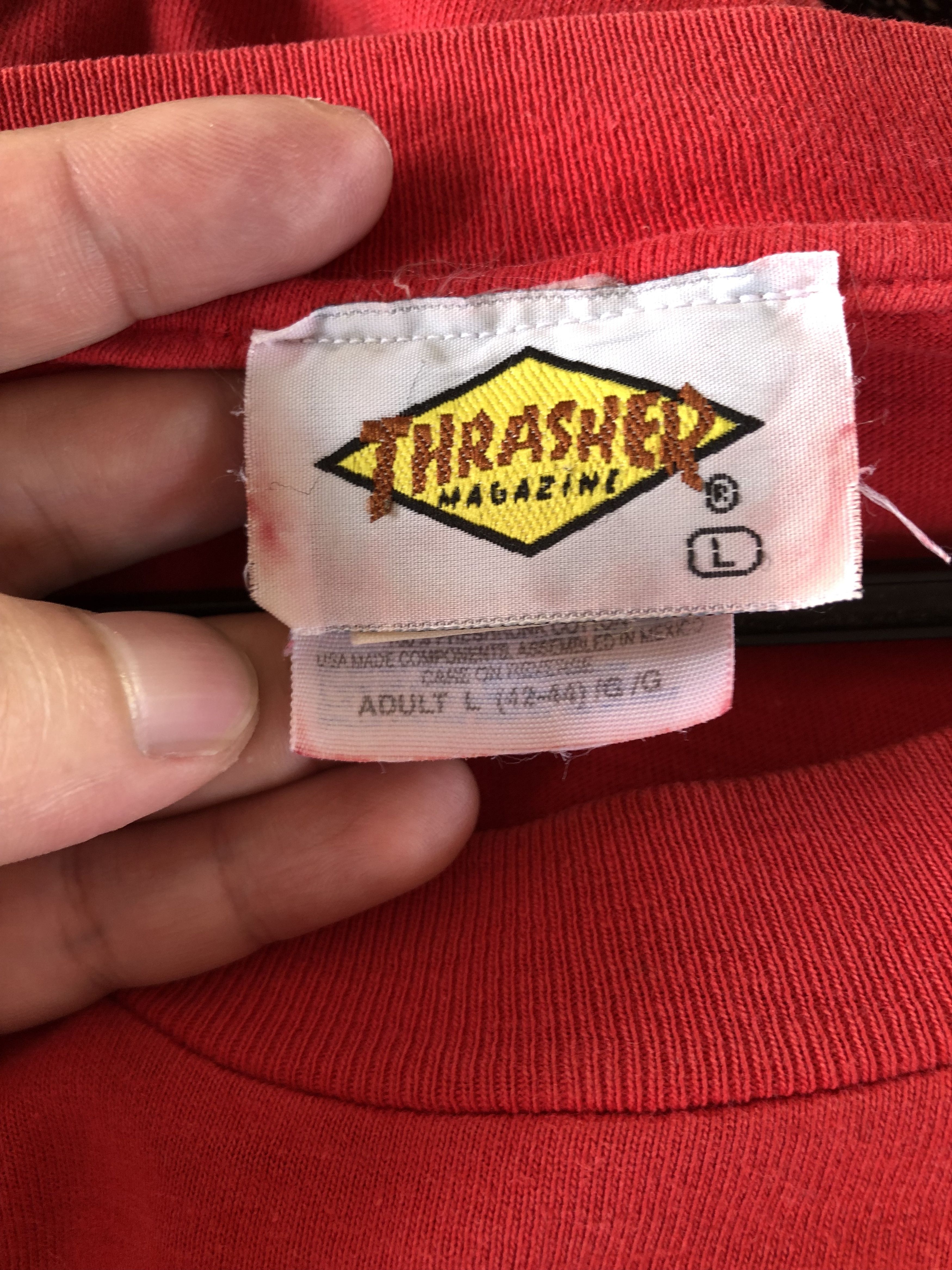 RARE🔥VINTAGE 90’S THRASHER JASON CHRISTIAN MARK IN RED TEE