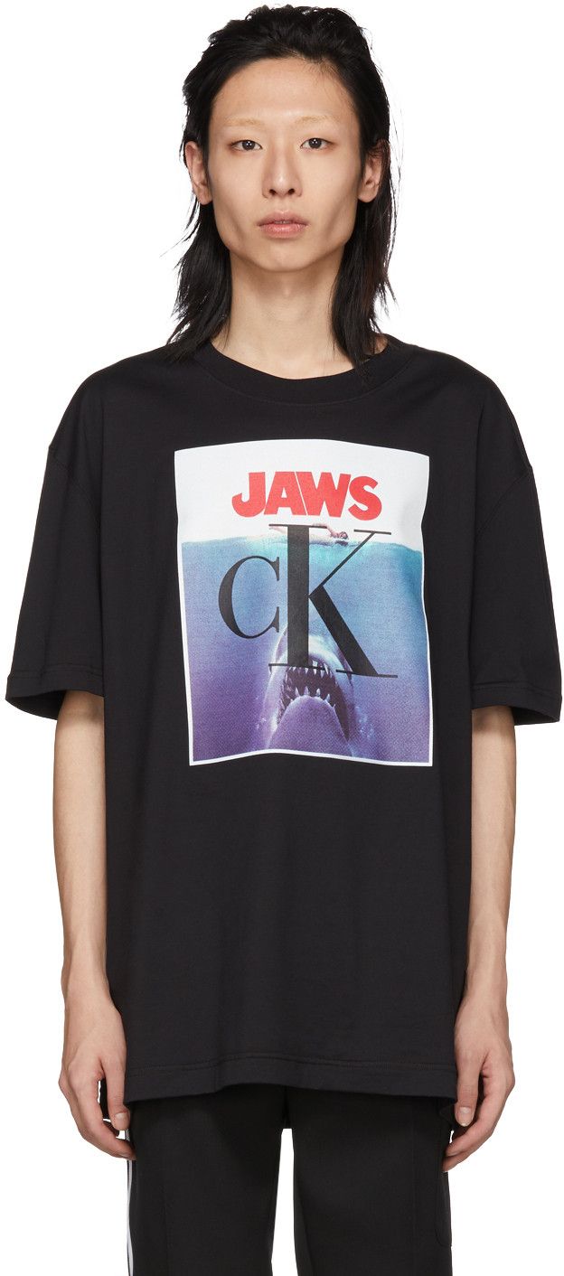 Image of Ss19 Calvin Klein 205W39Nyc Jaws Tshirt Black S, Men's (Size Small)