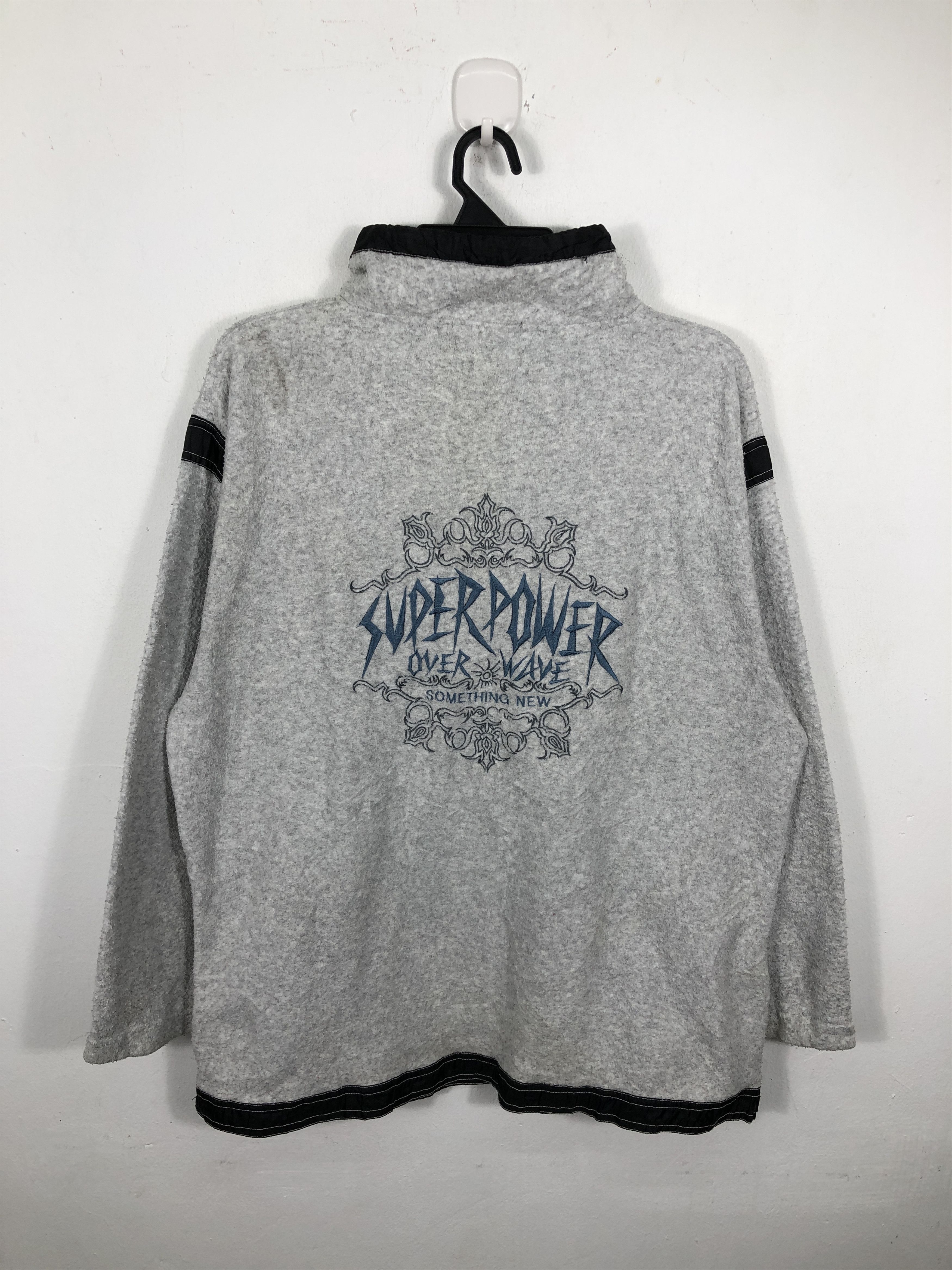 Japanese Brand × Vintage Vintage Blueky Over Wave Half Zipper Pullover Sweatshirt Size US XL / EU 56 / 4 - 1 Thumbnail