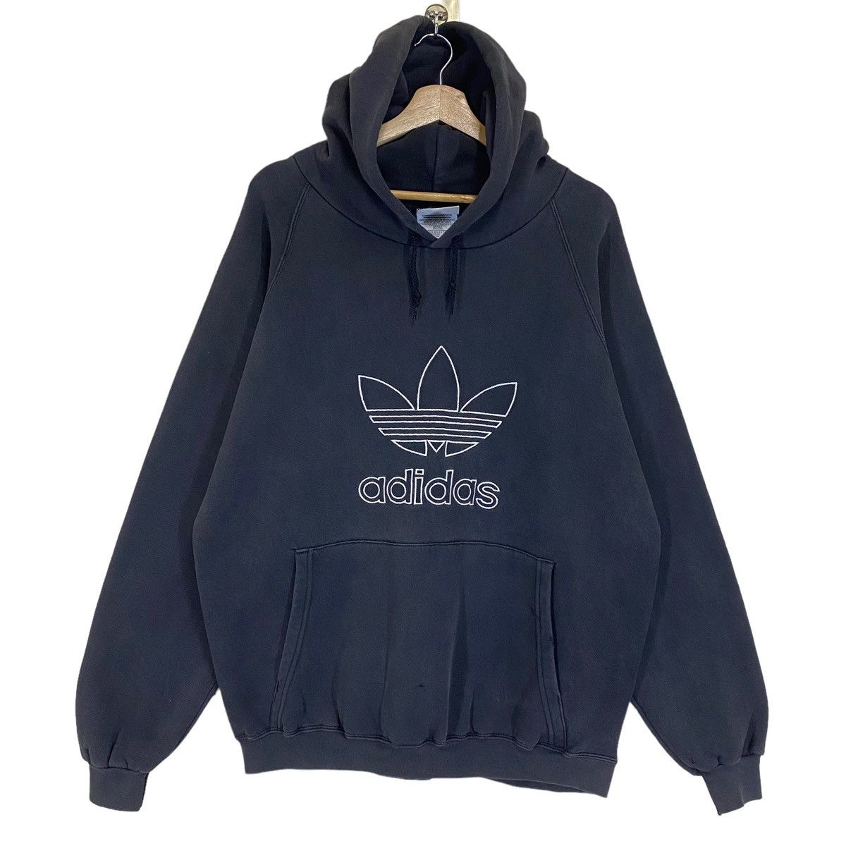 Adidas Vintage 90s Vintage 90s Adidas Big Logo Pullover Hoodies Size US L / EU 52-54 / 3 - 1 Thumbnail