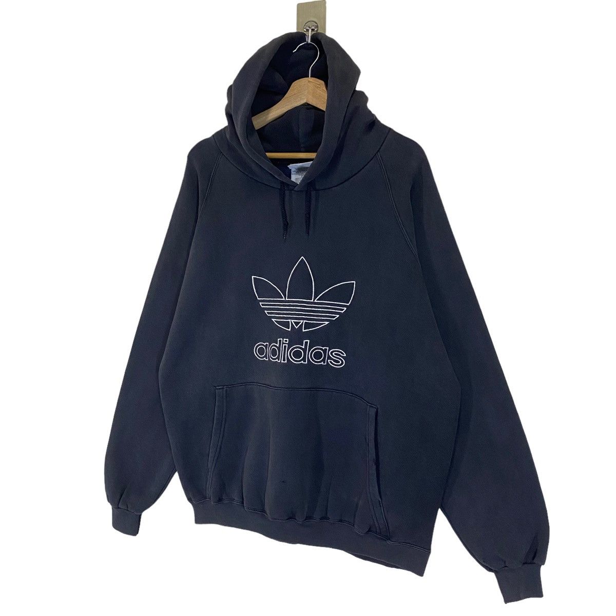 Adidas Vintage 90s Vintage 90s Adidas Big Logo Pullover Hoodies Size US L / EU 52-54 / 3 - 3 Thumbnail