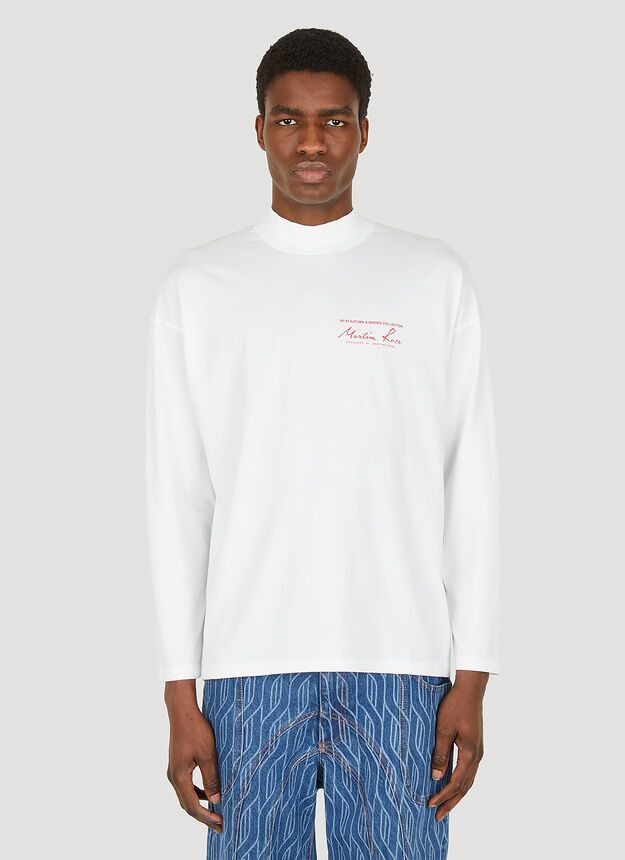 Image of Aw21 Martine Rose Mocj Neck Long Sleeve Tshirt S in White, Men's (Size Small)