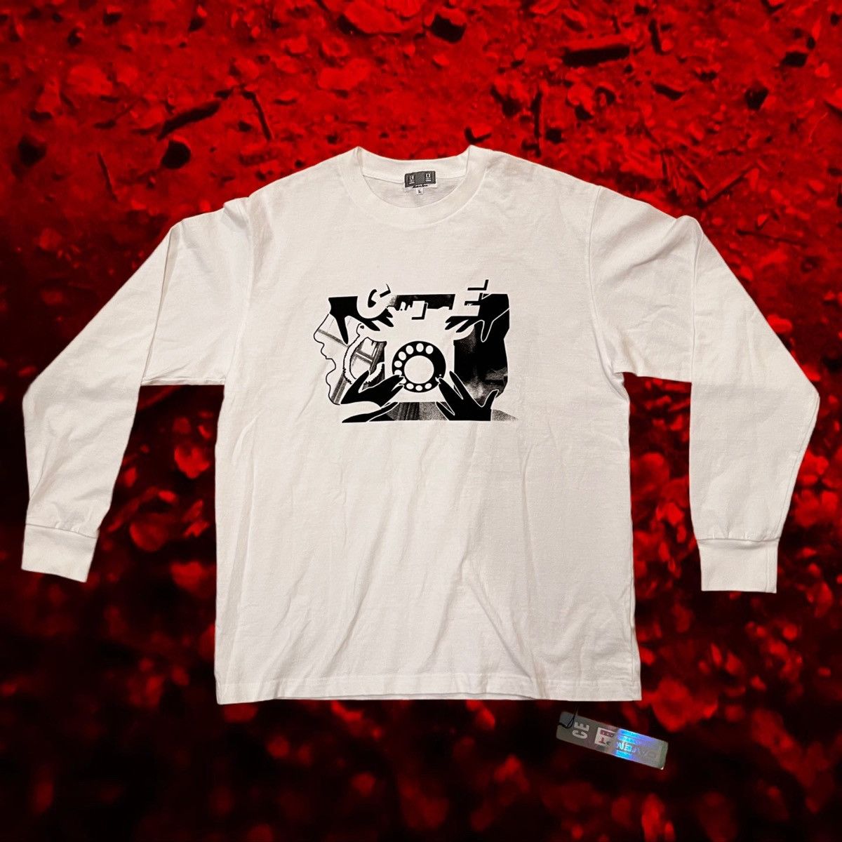 image of Cav Empt NWT C.e Rotary Dial Phone Logo L/s Tee in White, Men's (Size Large)