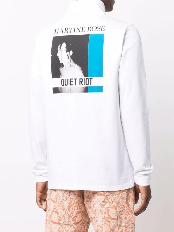 image of Aw21 Martine Rose Graphic Turtle Neck Tshirt M in White, Men's (Size Medium)