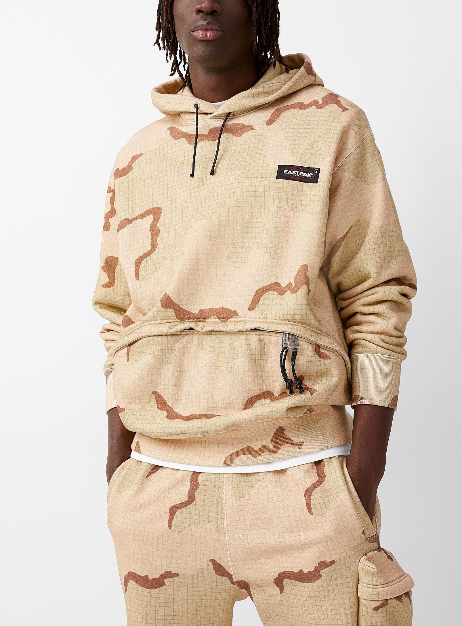 image of Ss22 Undercover X Eastpak Checkered Camo Hoodie 4 in Beige, Men's (Size XL)