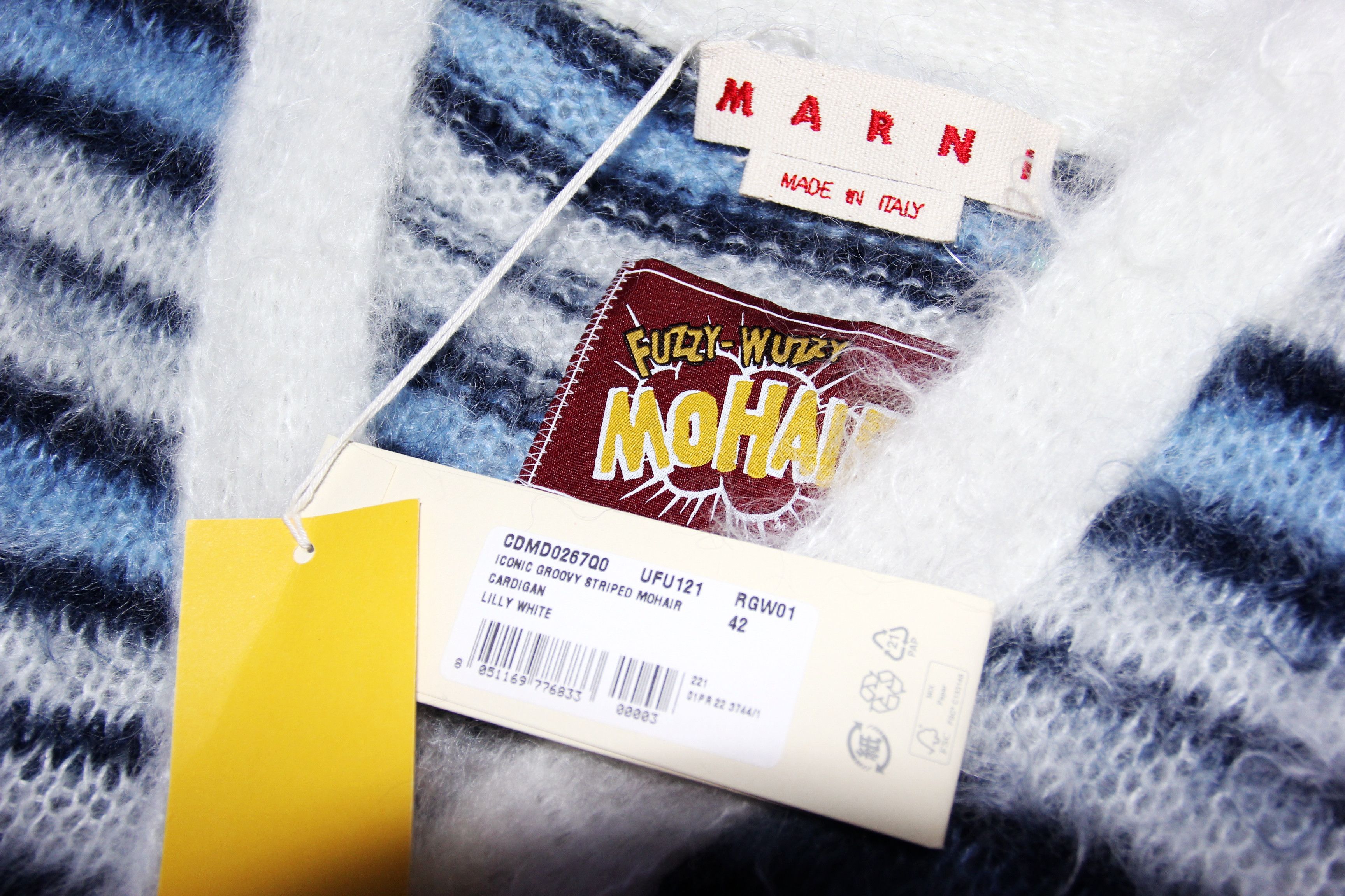 Marni BNWT SS22 MARNI GROOVY STRIPED MOHAIR CARDIGAN 42 Size US L / EU 52-54 / 3 - 8 Thumbnail