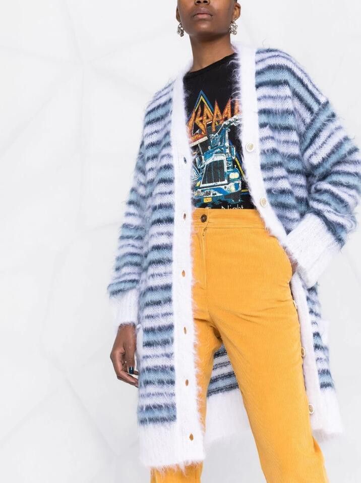 Marni BNWT SS22 MARNI GROOVY STRIPED MOHAIR CARDIGAN 42 Size US L / EU 52-54 / 3 - 1 Thumbnail