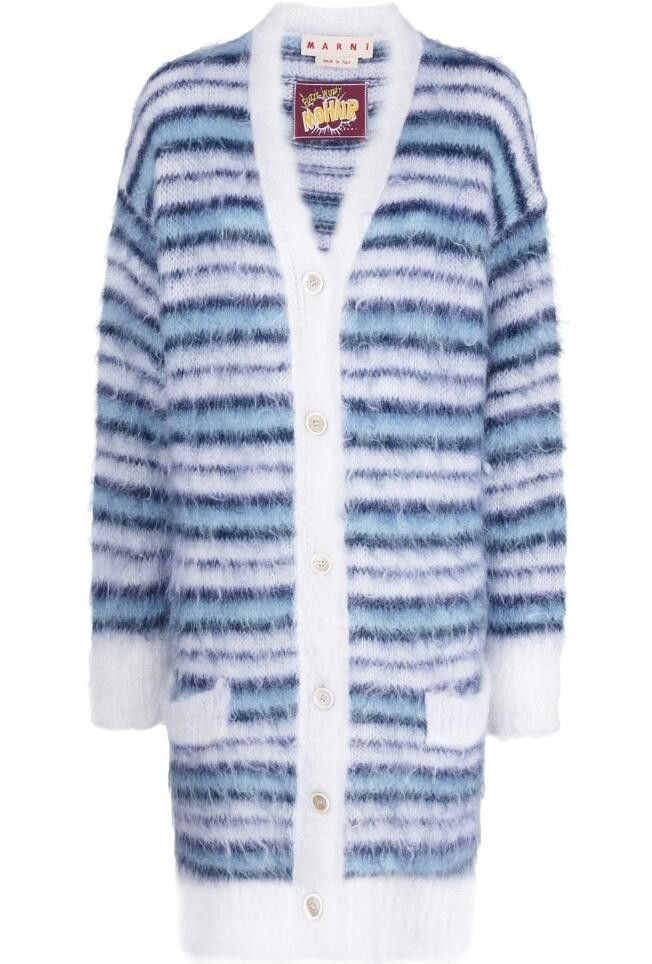 Marni BNWT SS22 MARNI GROOVY STRIPED MOHAIR CARDIGAN 42 Size US L / EU 52-54 / 3 - 10 Thumbnail