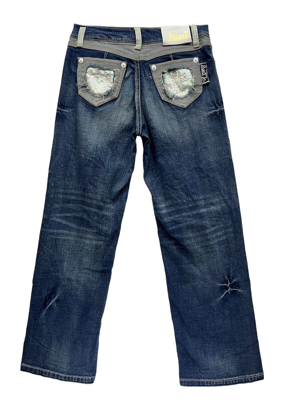 Japanese Brand RONI Sequin Patchwork Blow Out Stretch Denim Cropped Style Size 25" / US 0 / IT 36 - 9 Thumbnail