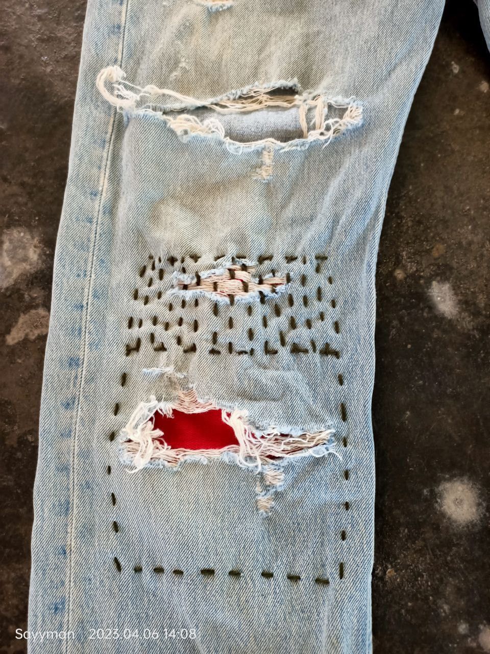 Levi's Vtg 90s Levis 501 Shashiko Boro Jeans Size US 34 / EU 50 - 7 Thumbnail