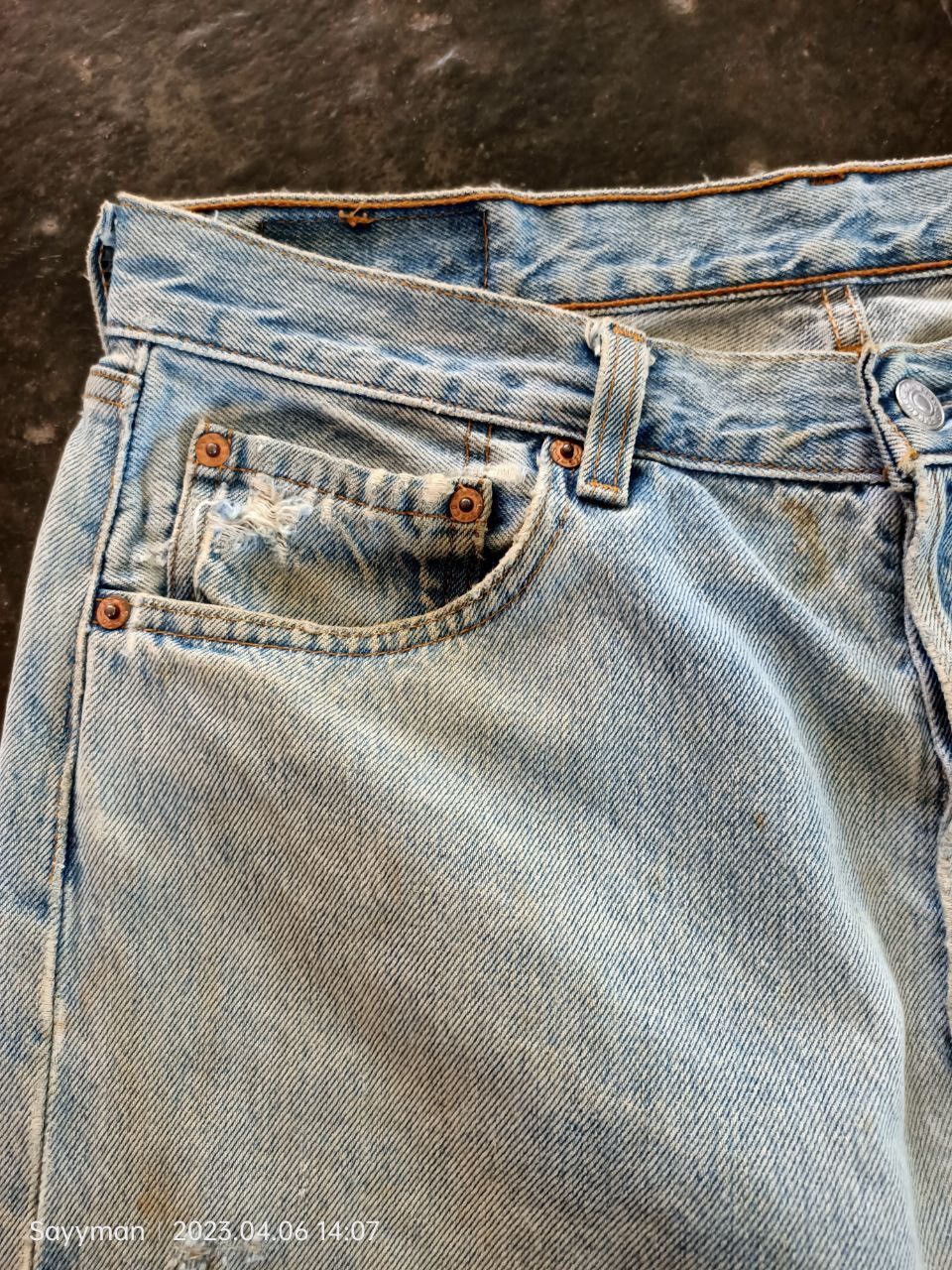Levi's Vtg 90s Levis 501 Shashiko Boro Jeans Size US 34 / EU 50 - 3 Thumbnail