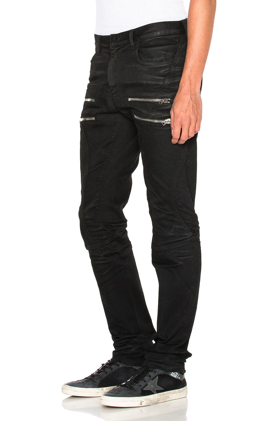 Faith Connexion BNWT AW16 FAITH CONNEXION ZIP COATED DENIM BIKER JEANS 29 Size US 29 - 14 Thumbnail