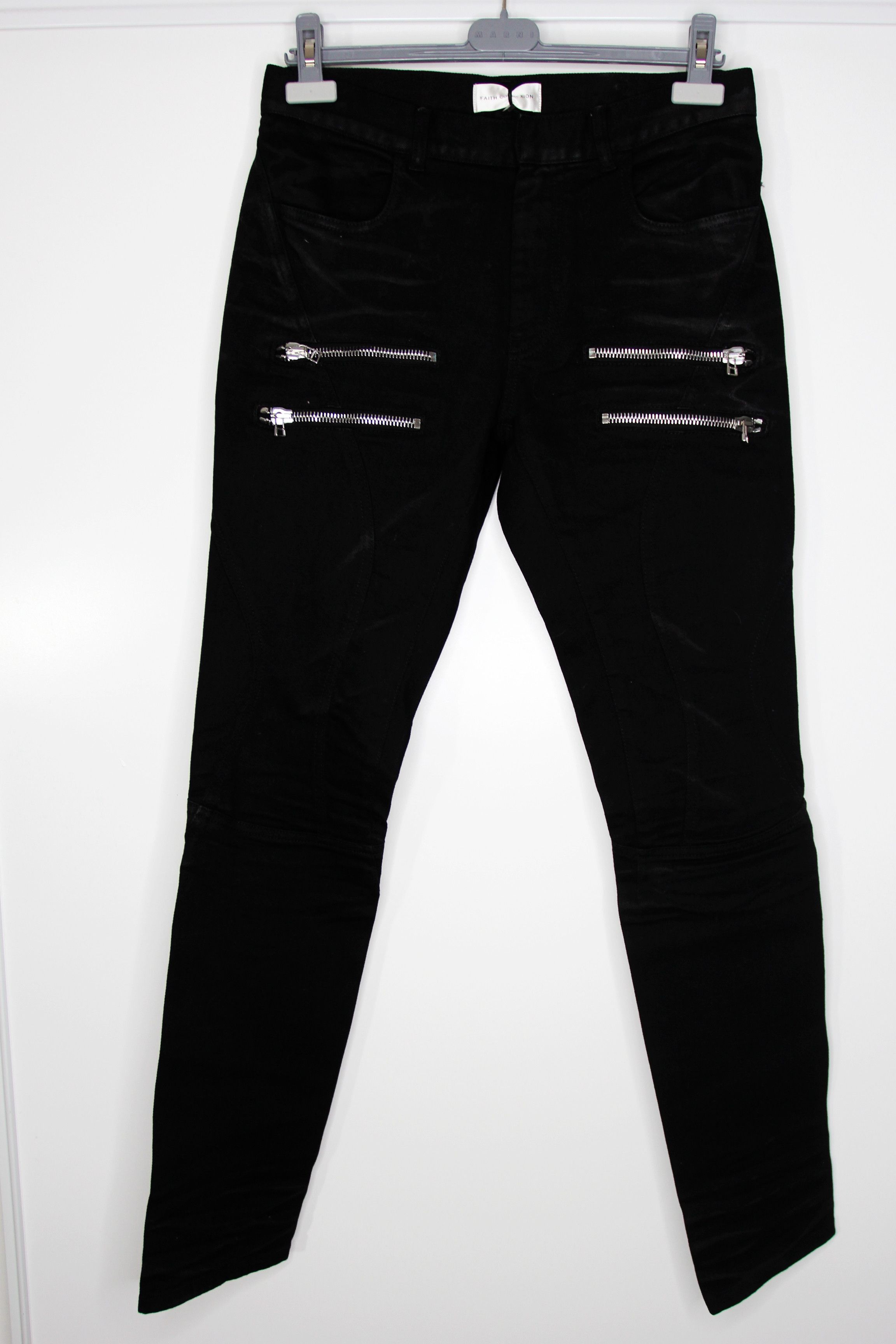 Faith Connexion BNWT AW16 FAITH CONNEXION ZIP COATED DENIM BIKER JEANS 29 Size US 29 - 2 Thumbnail