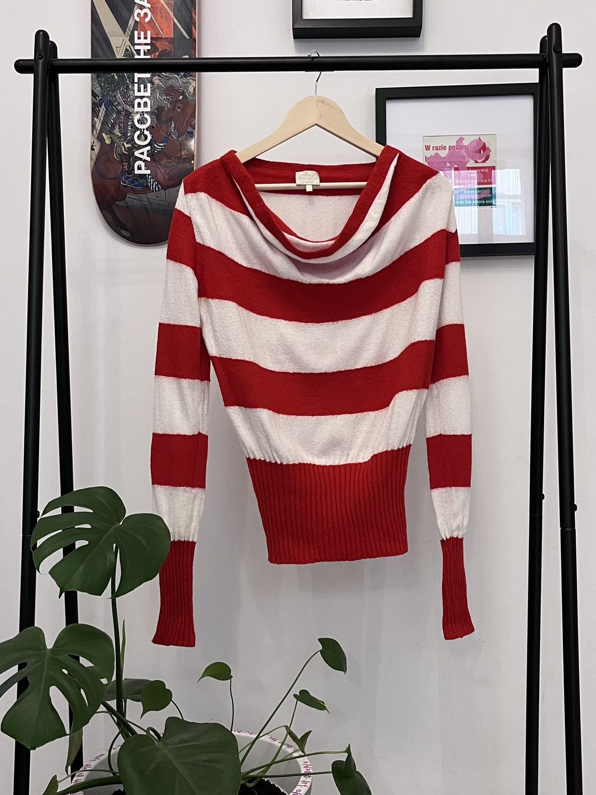 image of Archive Vivienne Westwood Gold Label Striped Turtleneck in Red White, Women's (Size XL)