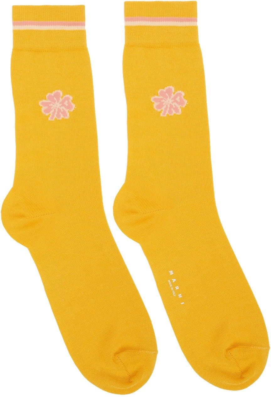 Marni BNWT SS21 MARNI YELLOW CALF-HIGH CLOVER SOCKS 40 Size 40 - 2 Thumbnail