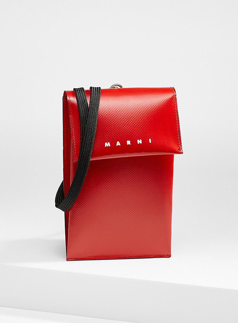 image of Ss21 Marni Cell Phone Shoulder Bag Red Gray in Gray Red, Men's