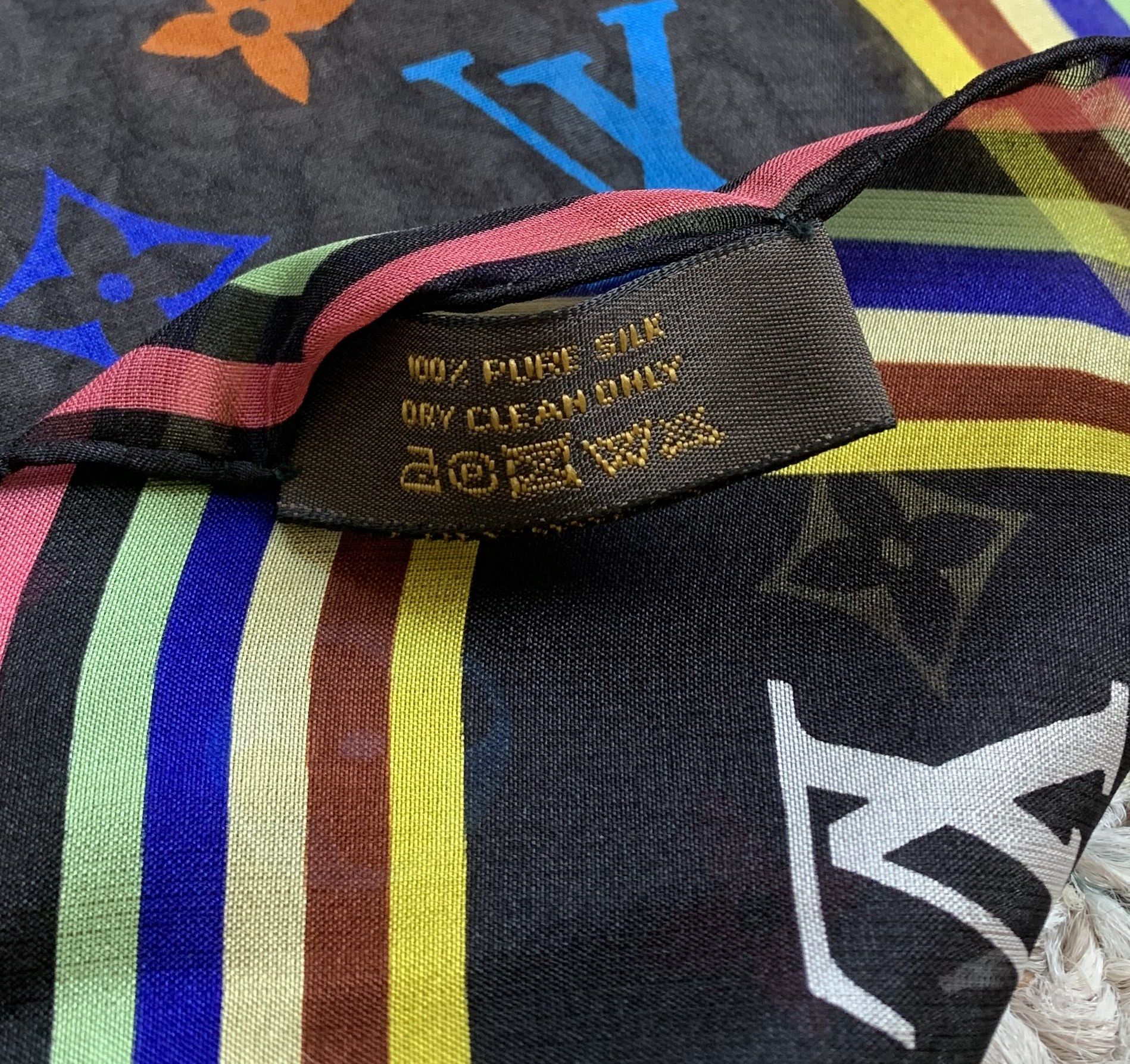 Louis Vuitton × Takashi Murakami NEW S/S 2003 Vuitton Murakami Multicolor Monogram Scarf Size ONE SIZE - 5 Thumbnail