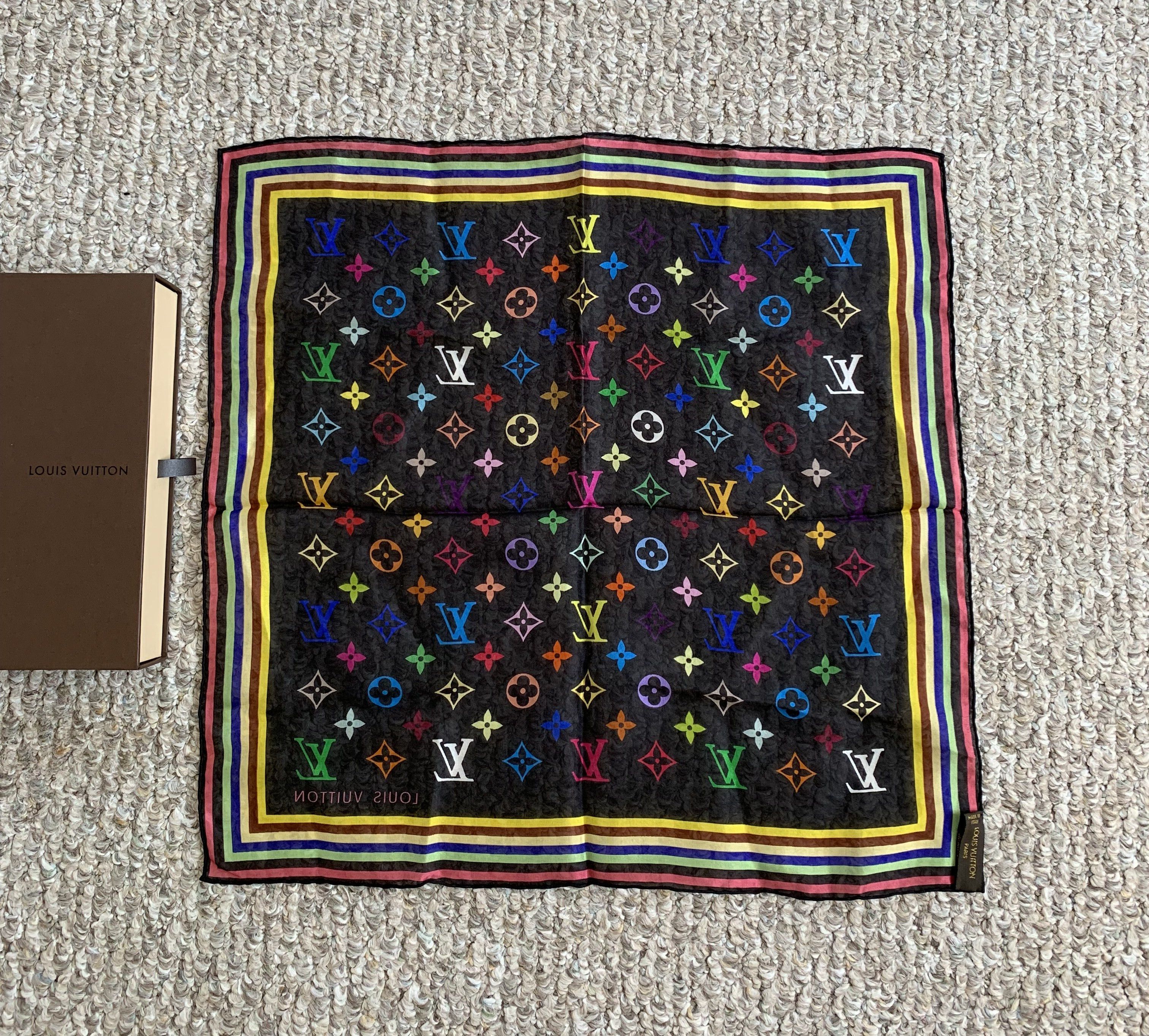 Louis Vuitton × Takashi Murakami NEW S/S 2003 Vuitton Murakami Multicolor Monogram Scarf Size ONE SIZE - 6 Thumbnail