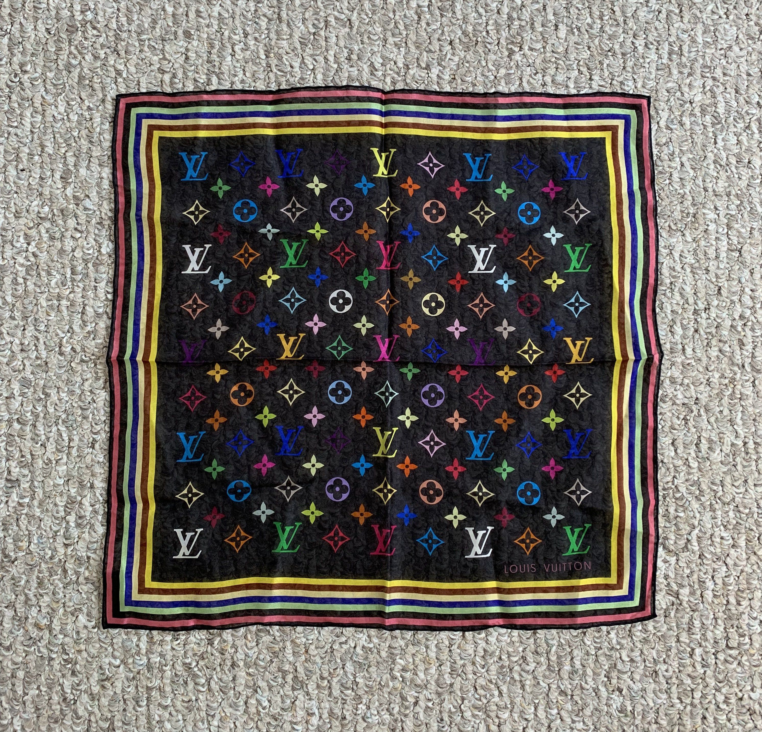 Louis Vuitton × Takashi Murakami NEW S/S 2003 Vuitton Murakami Multicolor Monogram Scarf Size ONE SIZE - 1 Thumbnail