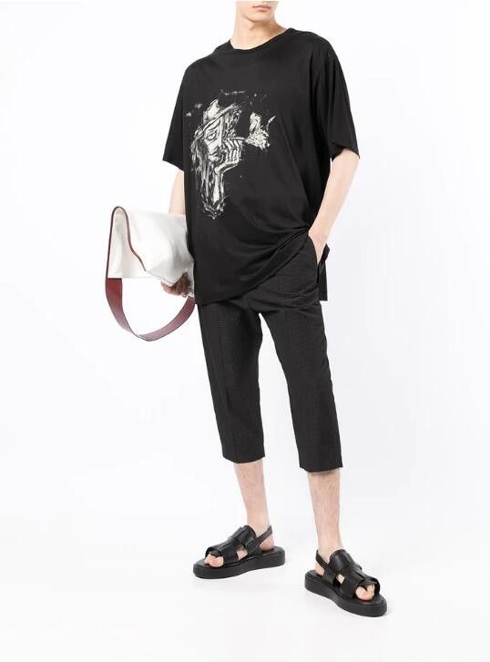 image of Ss22 Yohji Yamamoto Pour Homme Printed Tshirt 3 in Black, Men's (Size Large)