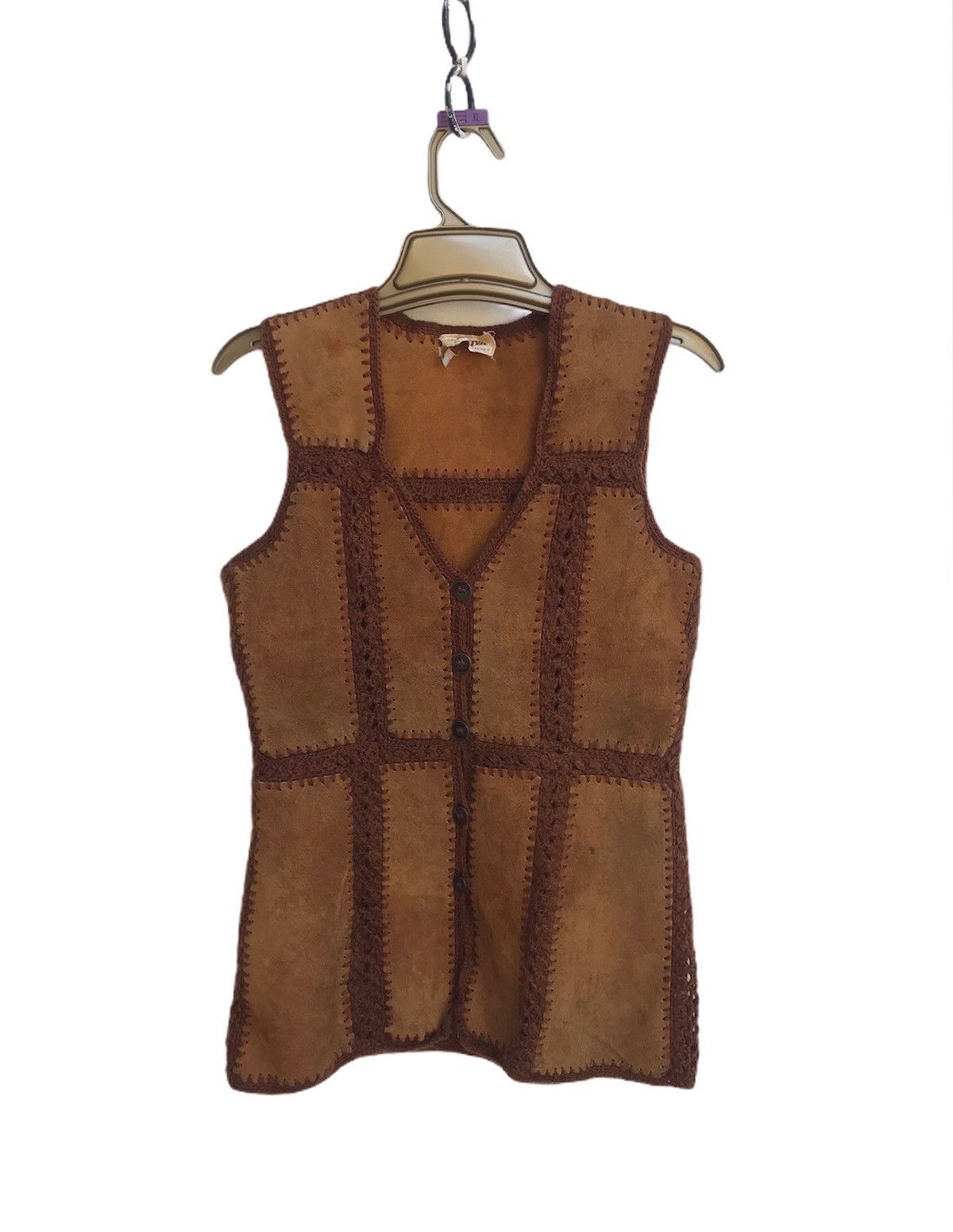 Pre-owned Very Rare Yukiya Leather Hand Knitting Rare Vests In Dark Brown