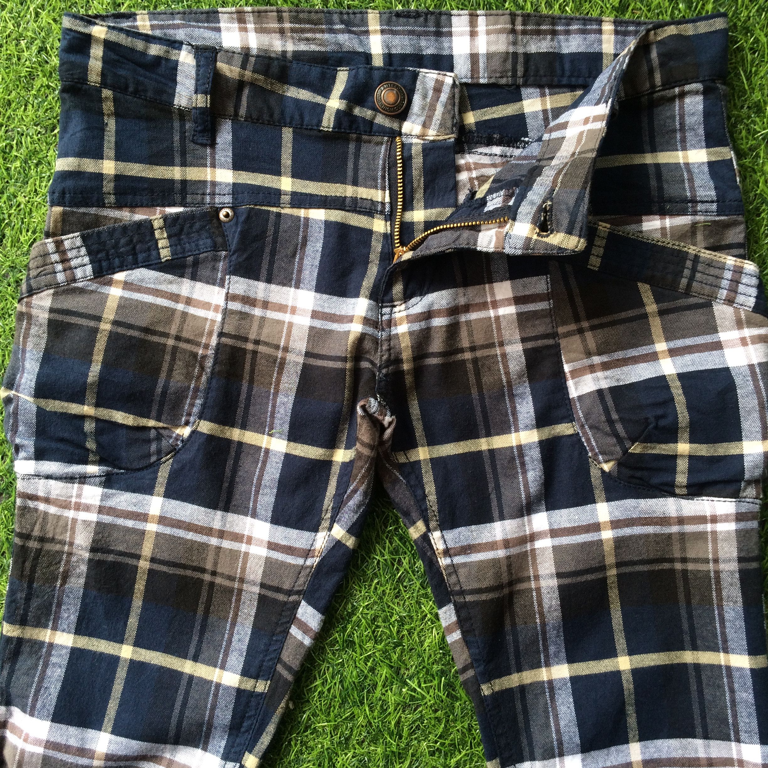 Japanese Cargo Pants Tartan Tactical Punk Pants #D-304