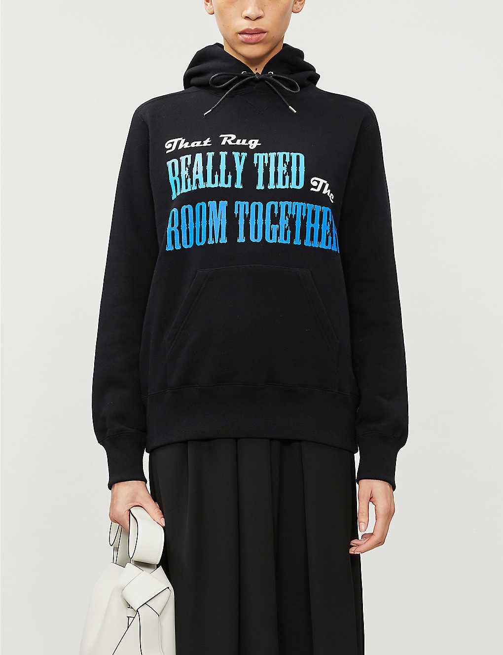 image of Ss20 Sacai X The Big Lebowski Jersey Hoodie 2 in Black, Men's (Size Medium)