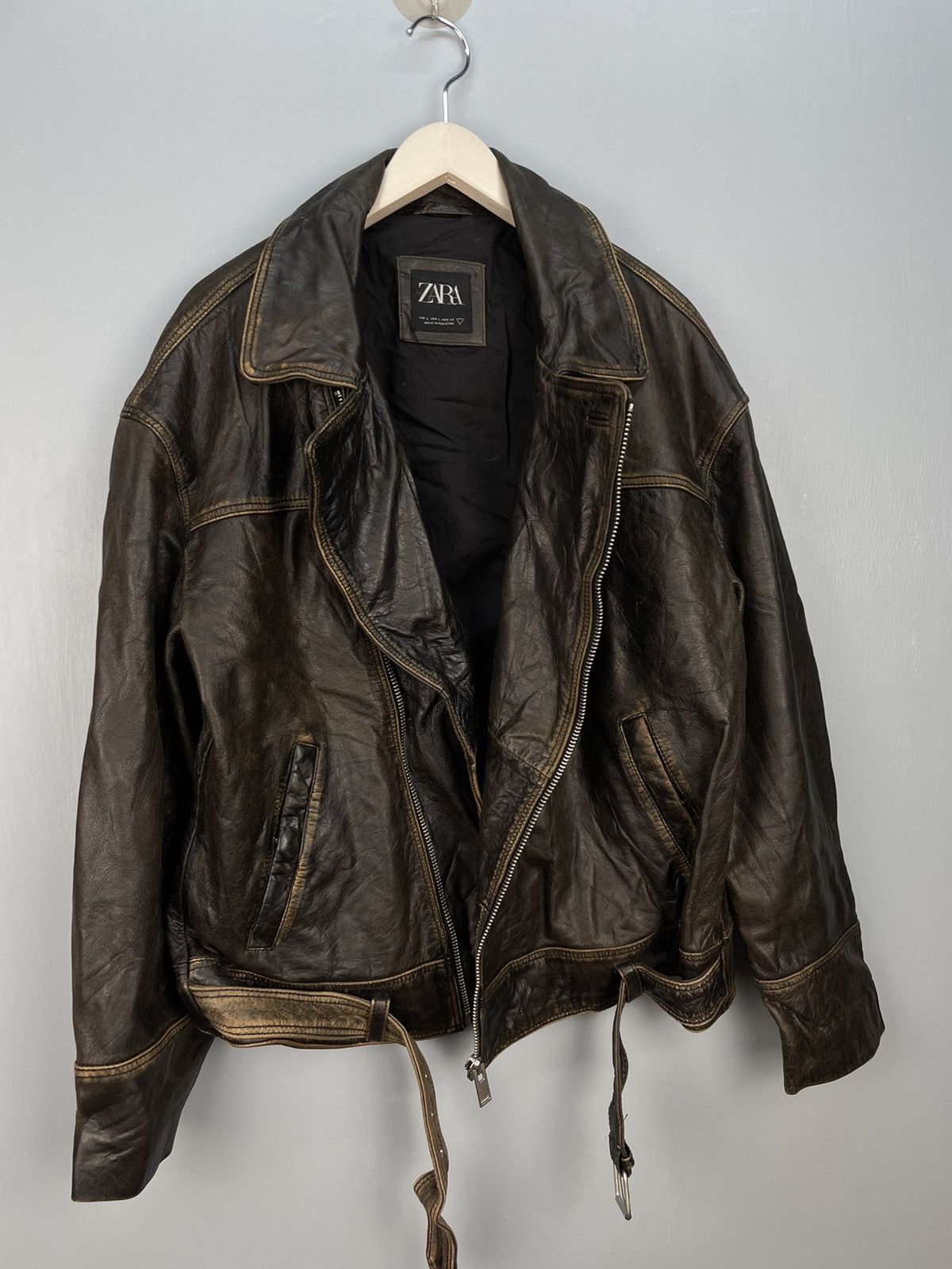 Zara Zara leather double collar jacket Size US XL / EU 56 / 4 - 5 Thumbnail