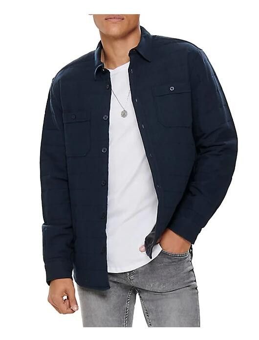 ONLY & SONS BNWT SS21 ONLY & SONS ONSOBRIAN QUILTED OVERSHIRT L Size US L / EU 52-54 / 3 - 1 Thumbnail