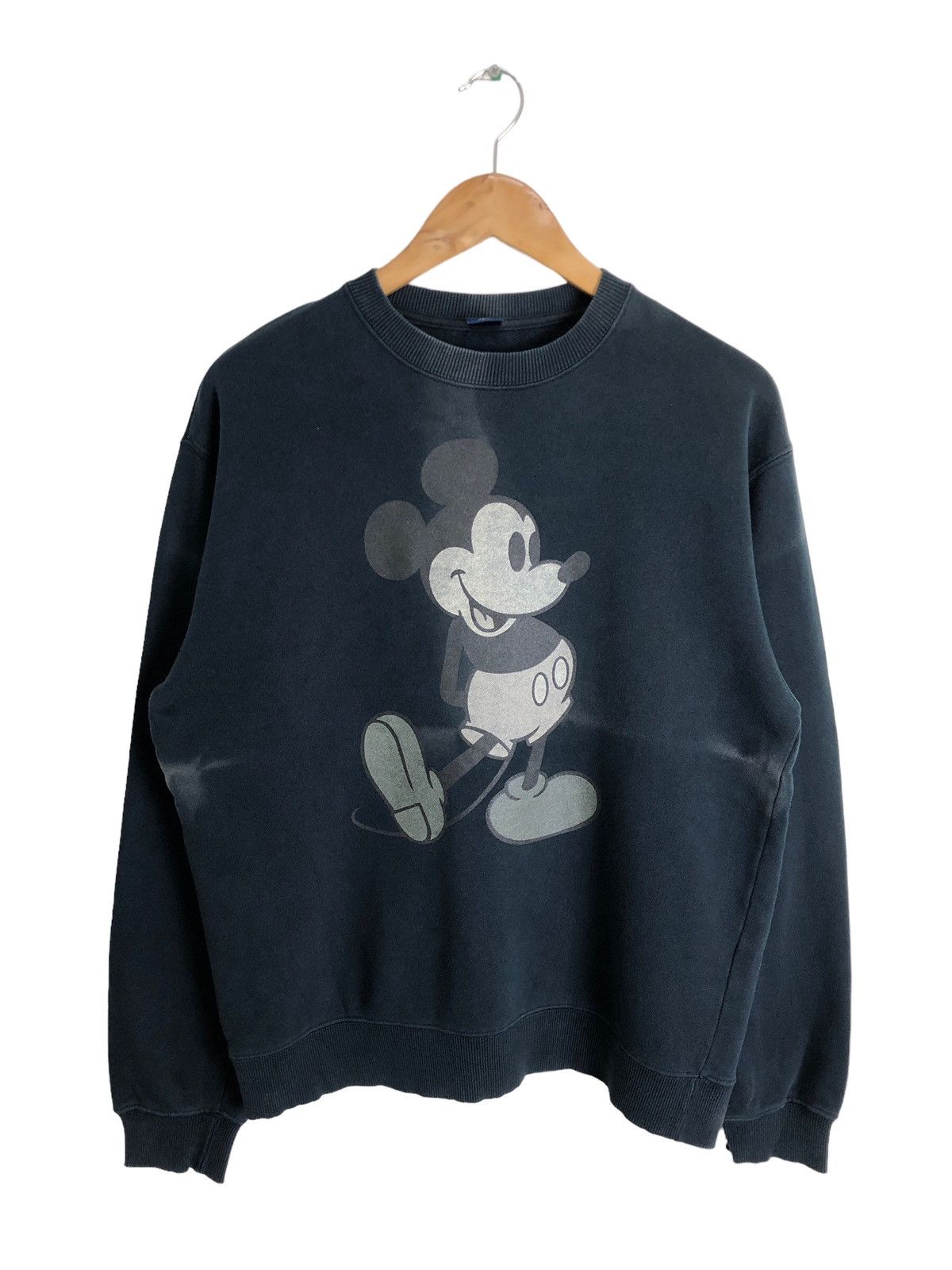 image of Vintage Disney Mickey Mouse Sweatshirt in Black, Men's (Size Large)