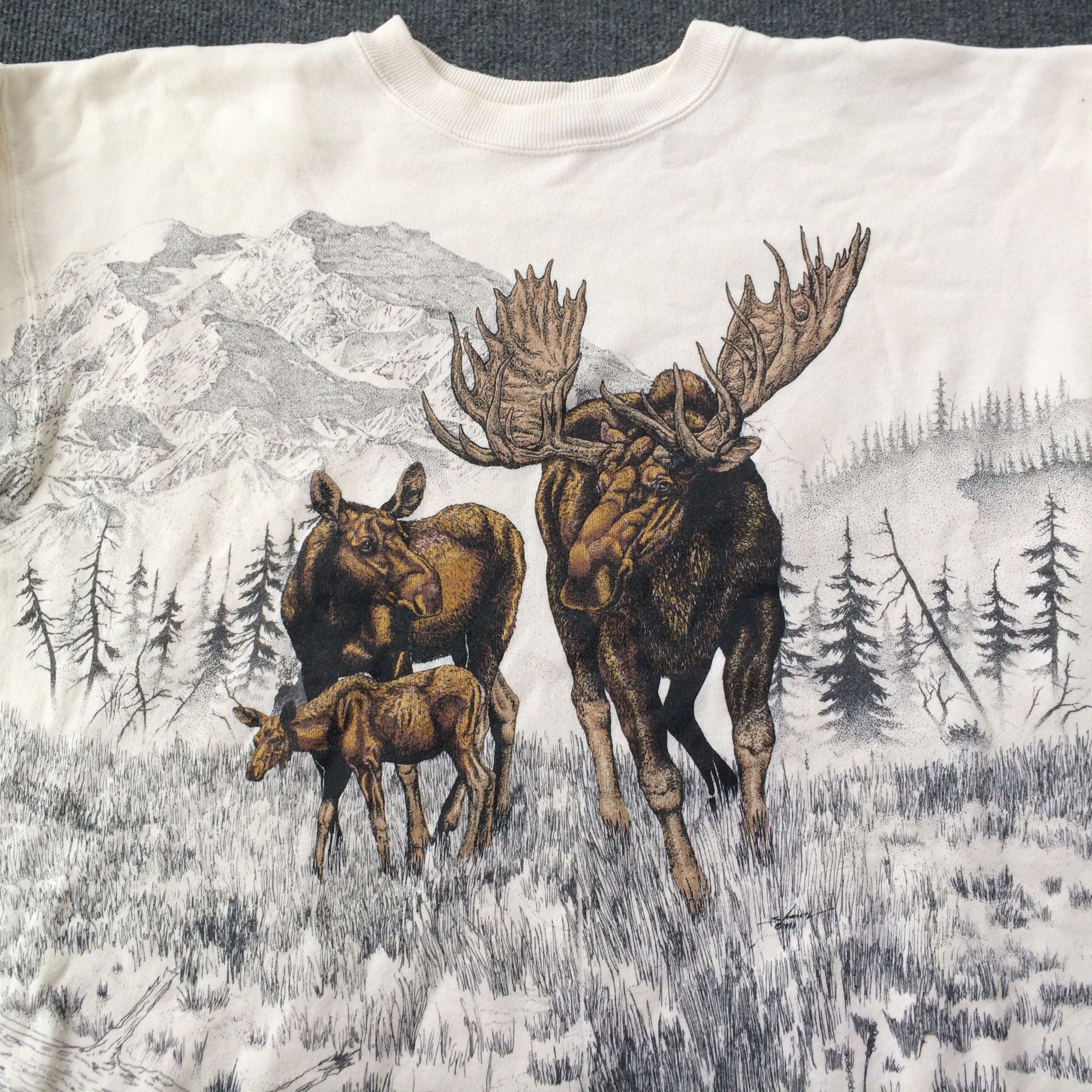 Vintage Vtg Deer 90s Animal Full Print Rare Sweatshirt Size US L / EU 52-54 / 3 - 2 Thumbnail