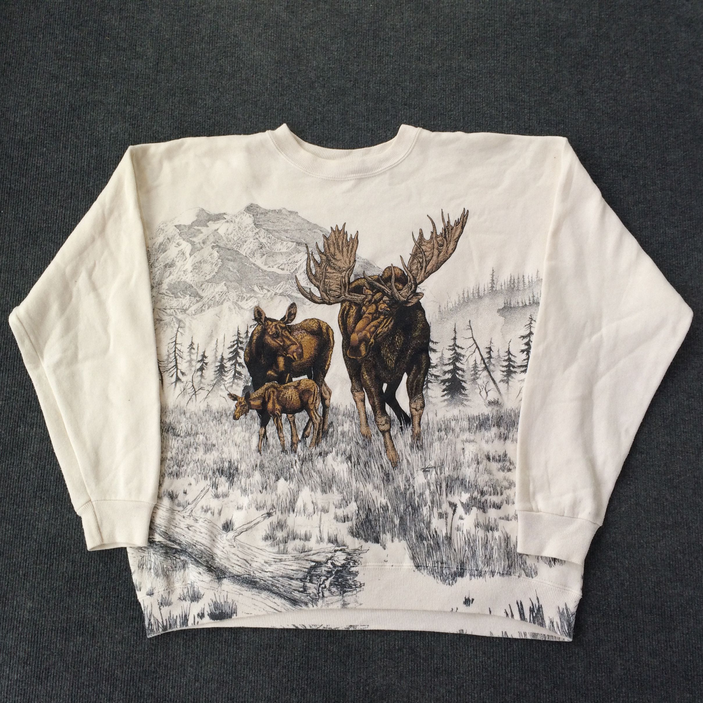 Vintage Vtg Deer 90s Animal Full Print Rare Sweatshirt Size US L / EU 52-54 / 3 - 1 Thumbnail
