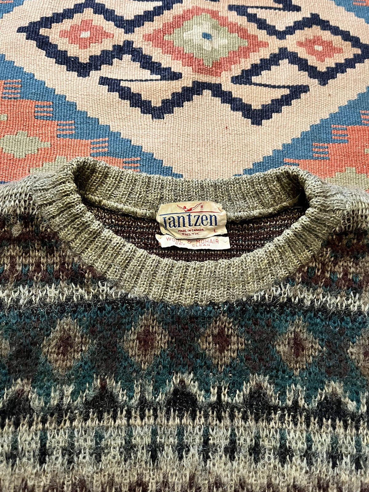 Jantzen Vintage 60’s mohair sweater aztec jantzen shaggy rare Size US L / EU 52-54 / 3 - 3 Thumbnail