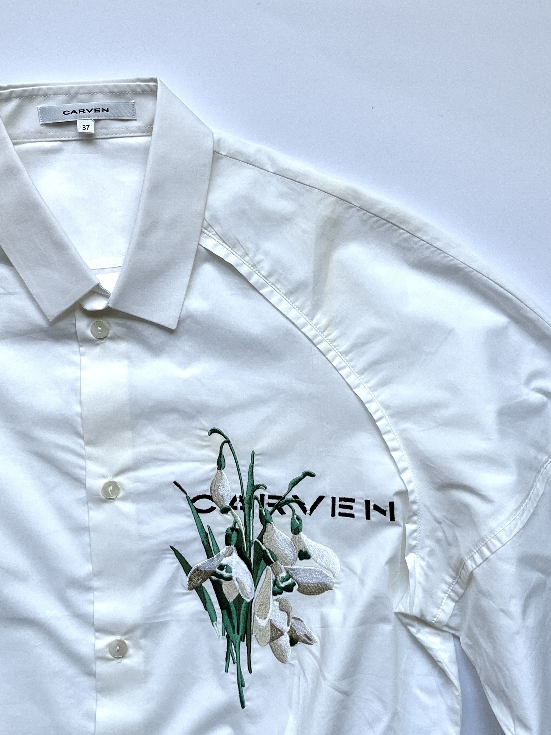 Carven ⚡️QUICK SALE⚡️Carven Logo Flowers White Long Sleeved Shirt Size M / US 6-8 / IT 42-44 - 8 Thumbnail