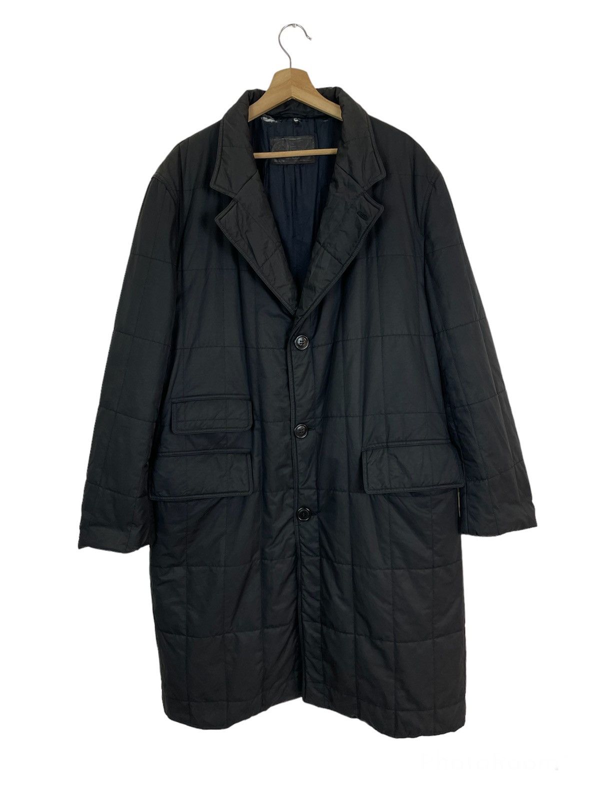BLACK LONG COAT SALVATORE FERRAGAMO THIN PUFFER