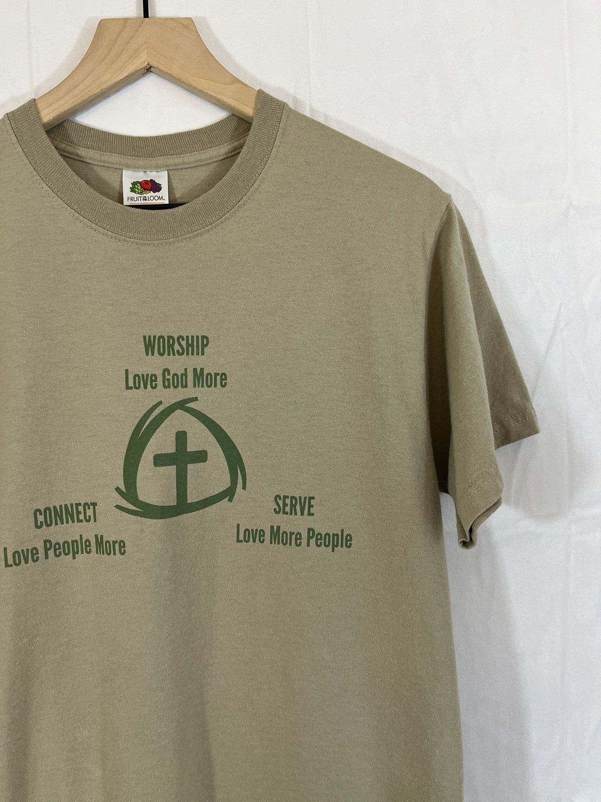 Vintage Love More Religious Worship Cross Graphic Tan Tee Size US M / EU 48-50 / 2 - 2 Thumbnail