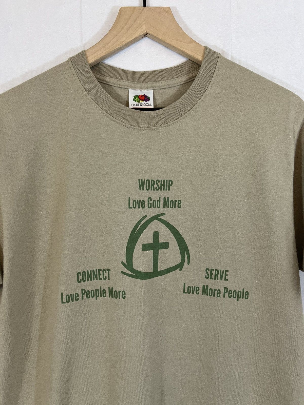 Vintage Love More Religious Worship Cross Graphic Tan Tee Size US M / EU 48-50 / 2 - 1 Thumbnail