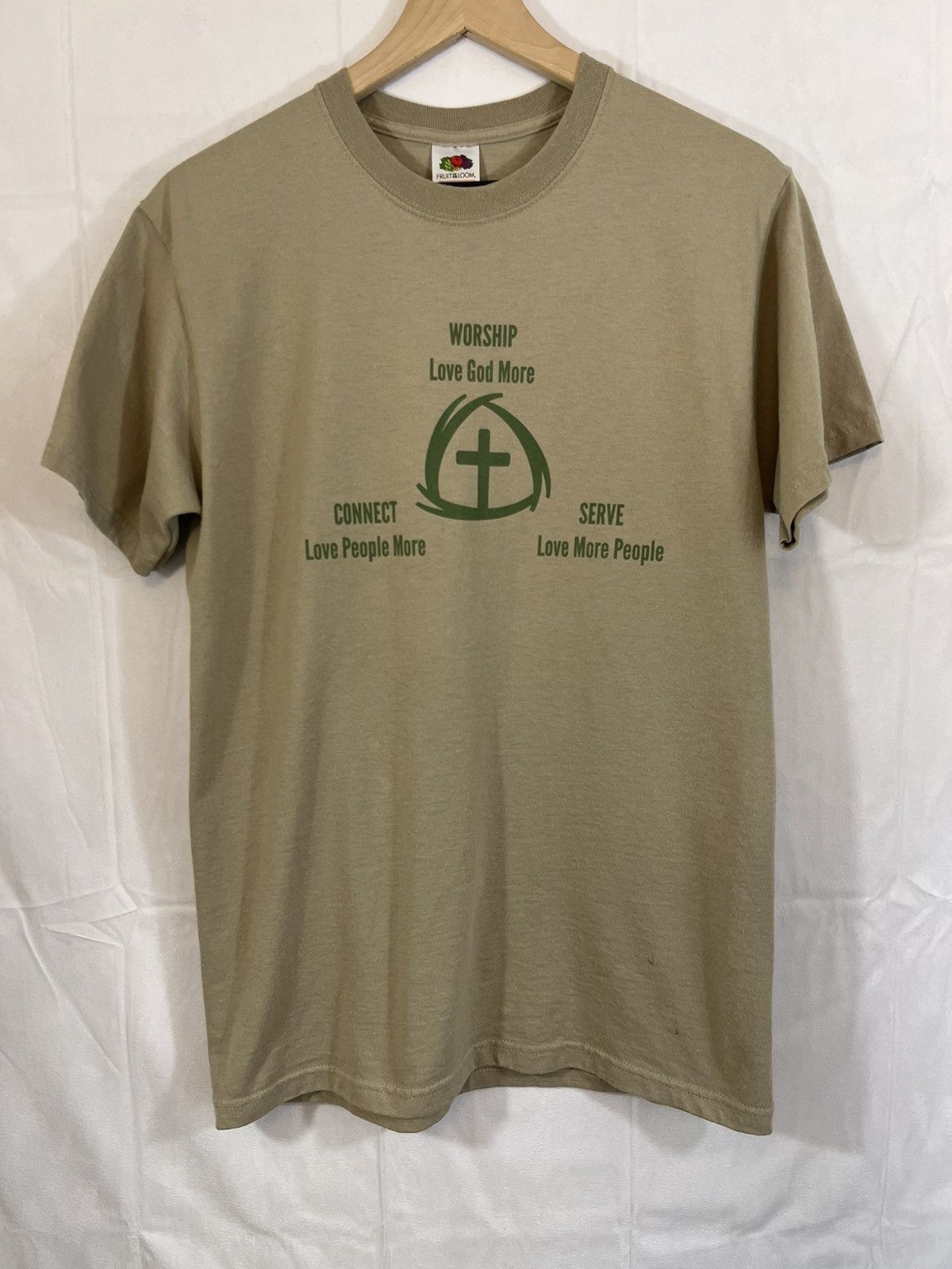 Vintage Love More Religious Worship Cross Graphic Tan Tee Size US M / EU 48-50 / 2 - 3 Thumbnail