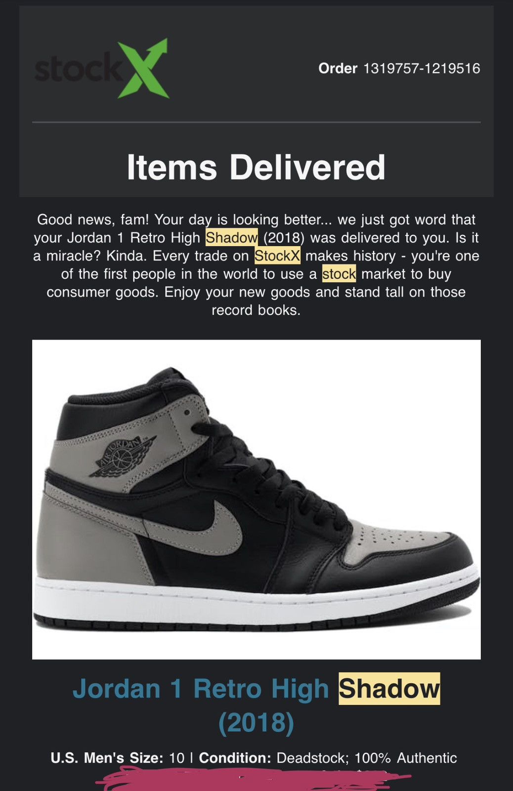 Nike Jordan 1 Retro High Shadow 2018 Size US 10 / EU 43 - 13 Thumbnail