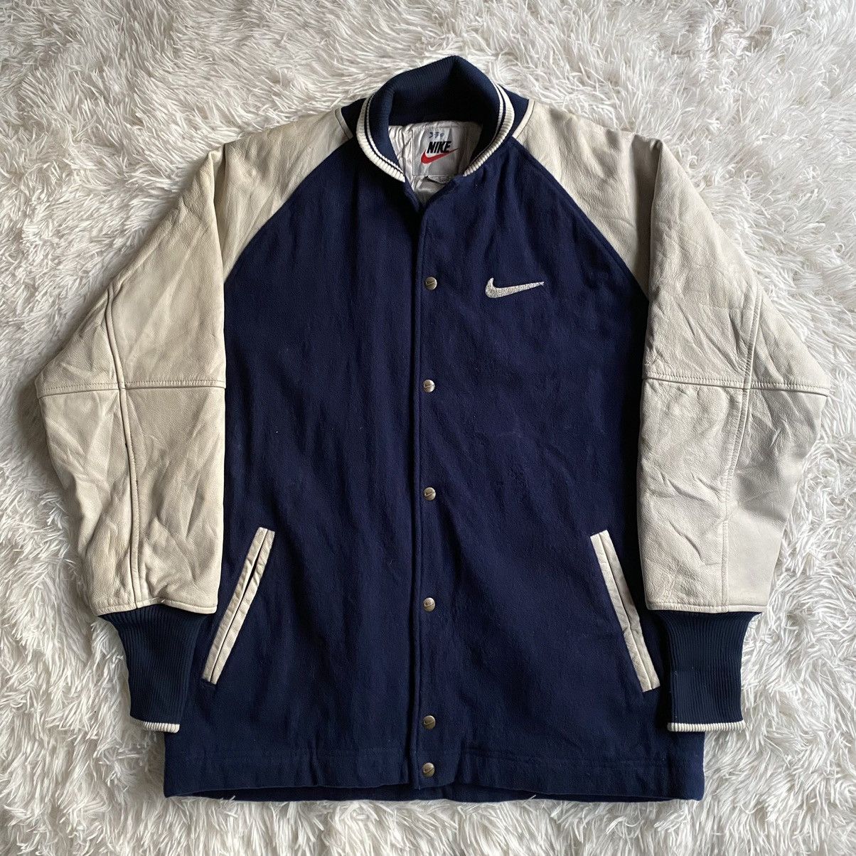 Nike Rare Vintage Nike 90s Leather Varsity Jacket Size US L / EU 52-54 / 3 - 4 Thumbnail