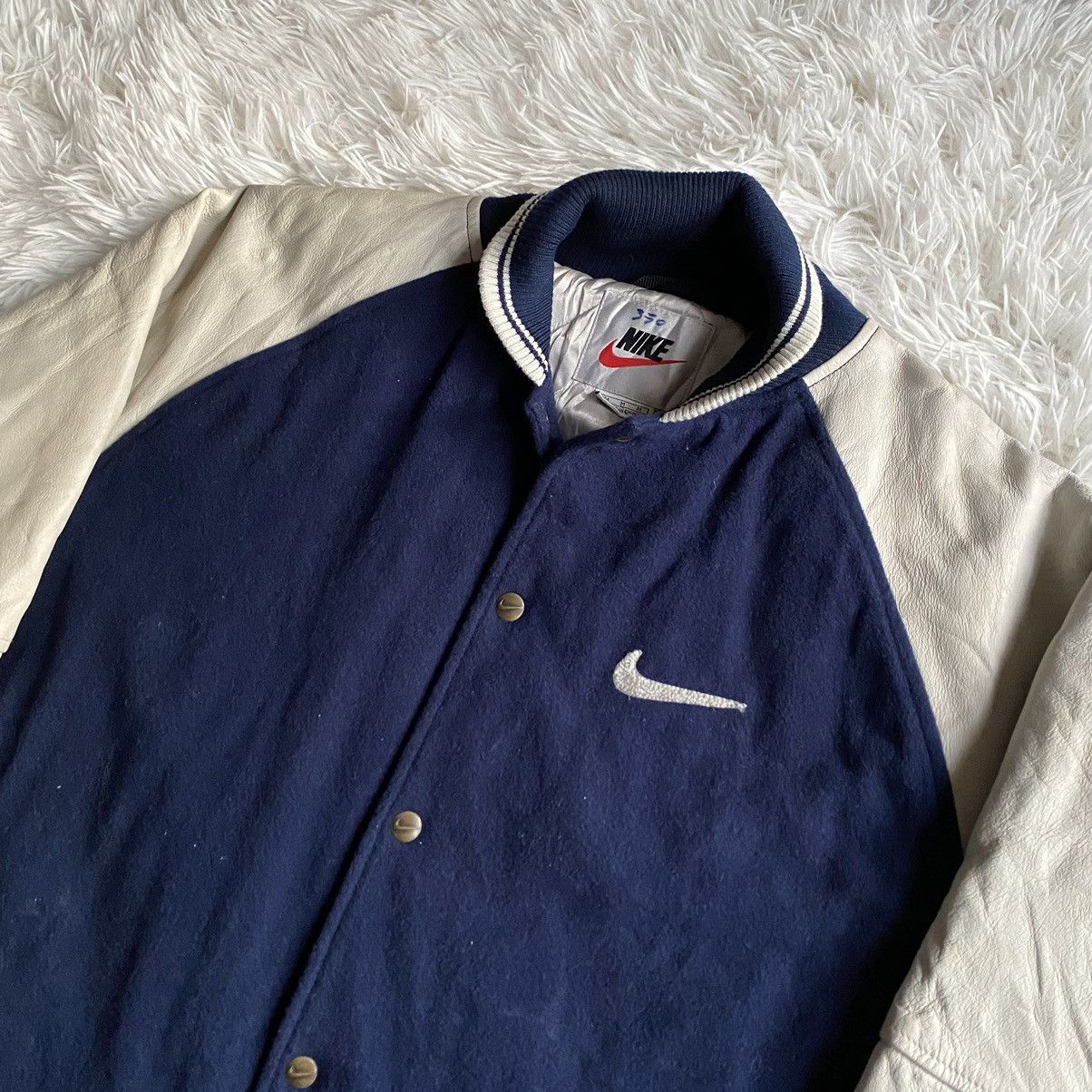 Nike Rare Vintage Nike 90s Leather Varsity Jacket Size US L / EU 52-54 / 3 - 1 Thumbnail