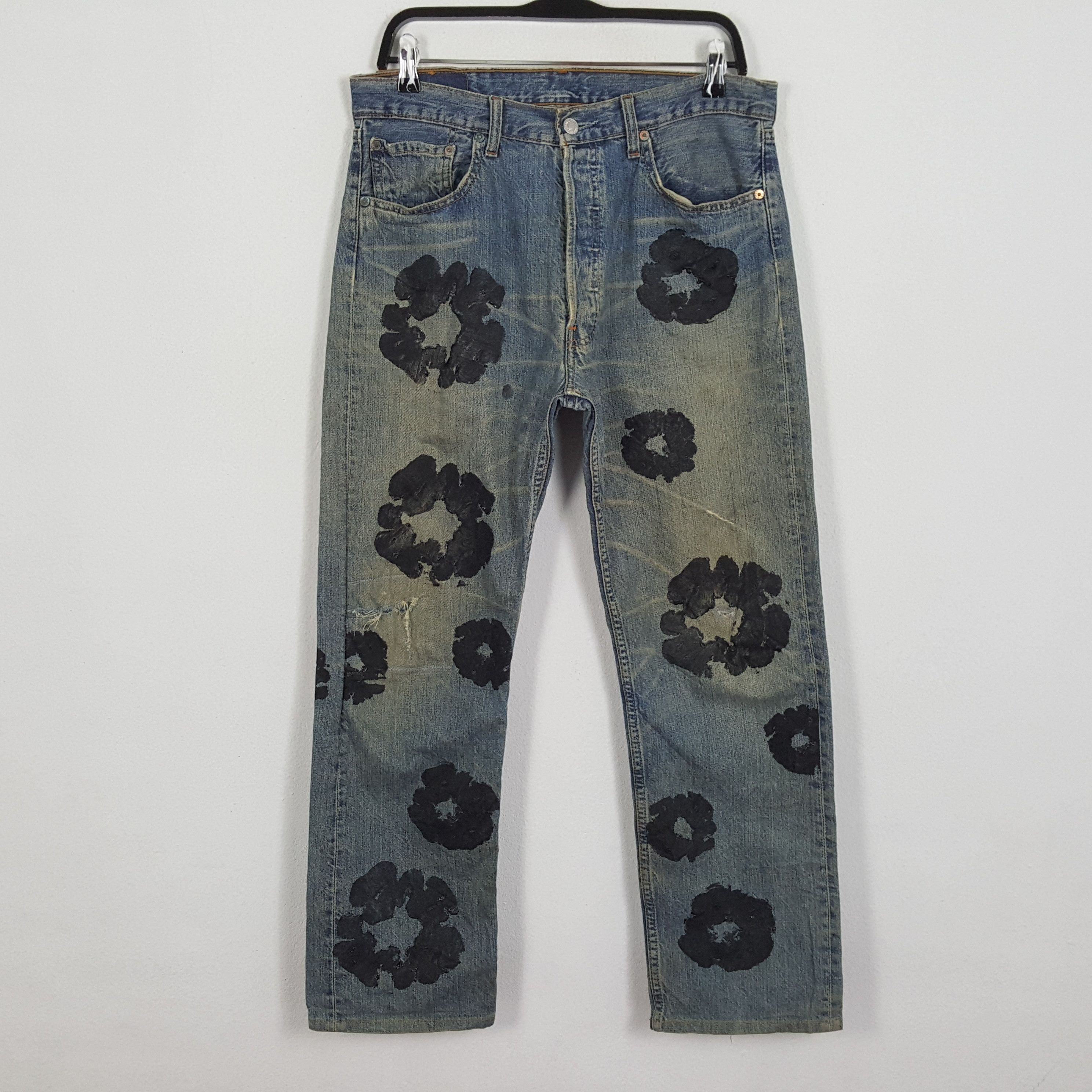 LEVIS Streetwear Flowers Design Style Custom Jeans
