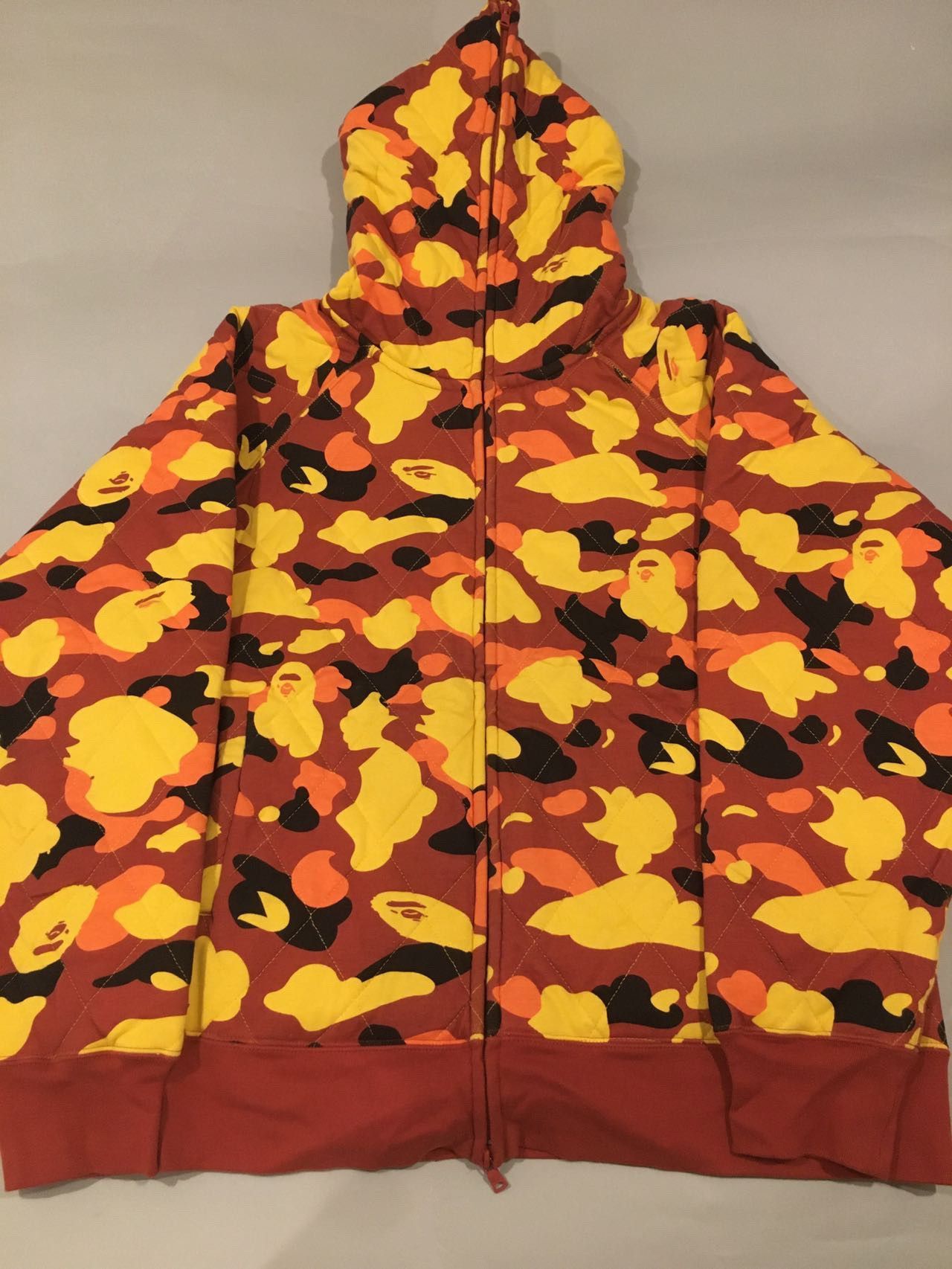Bape Orange Multi Camo Zip Up Hoodie Jacket
