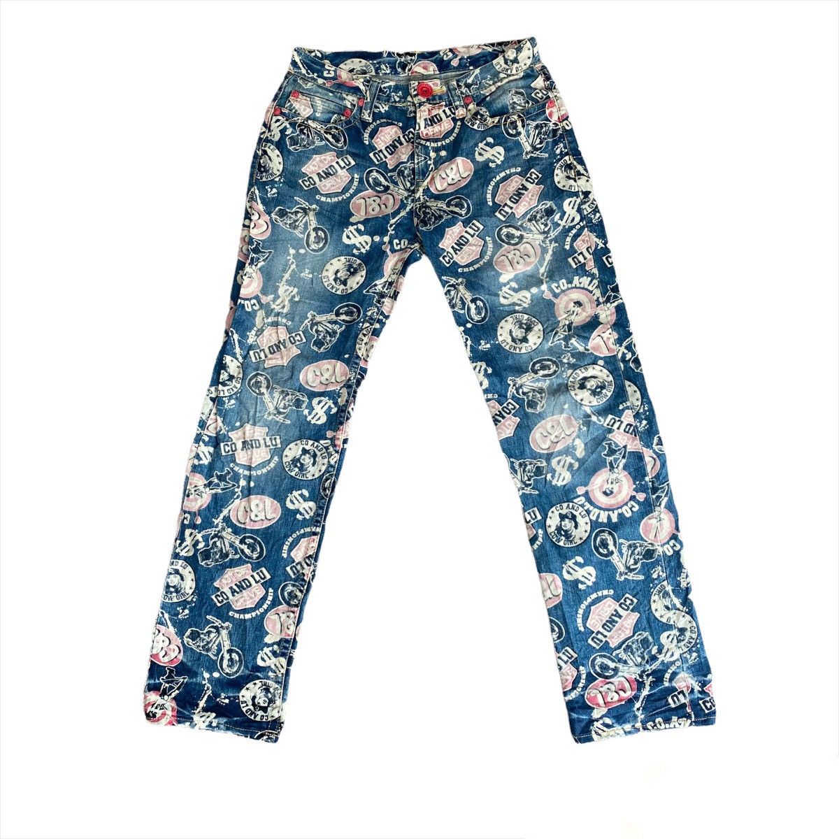 Japanese Brand Japanese Brand Co & Lu All Overprints Denim Hysteric Jeans Size US 31 - 1 Thumbnail