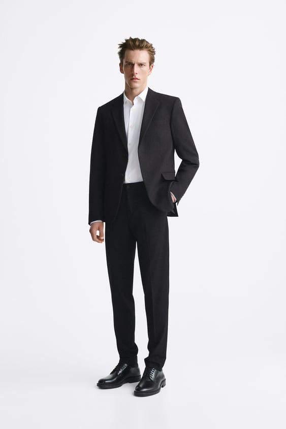 image of Zara Slim Suit Pants in Black, Men's (Size 29)