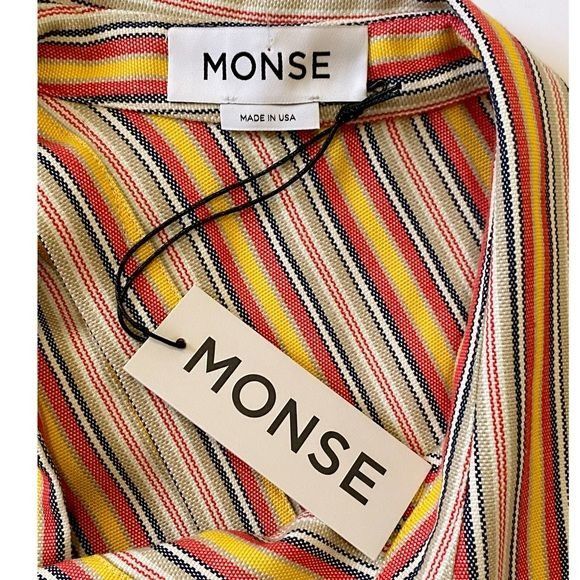MONSE NWT Monse Stripe Open Back Deconstructed Dress, Cotton Blend Size XS / US 0-2 / IT 36-38 - 9 Thumbnail