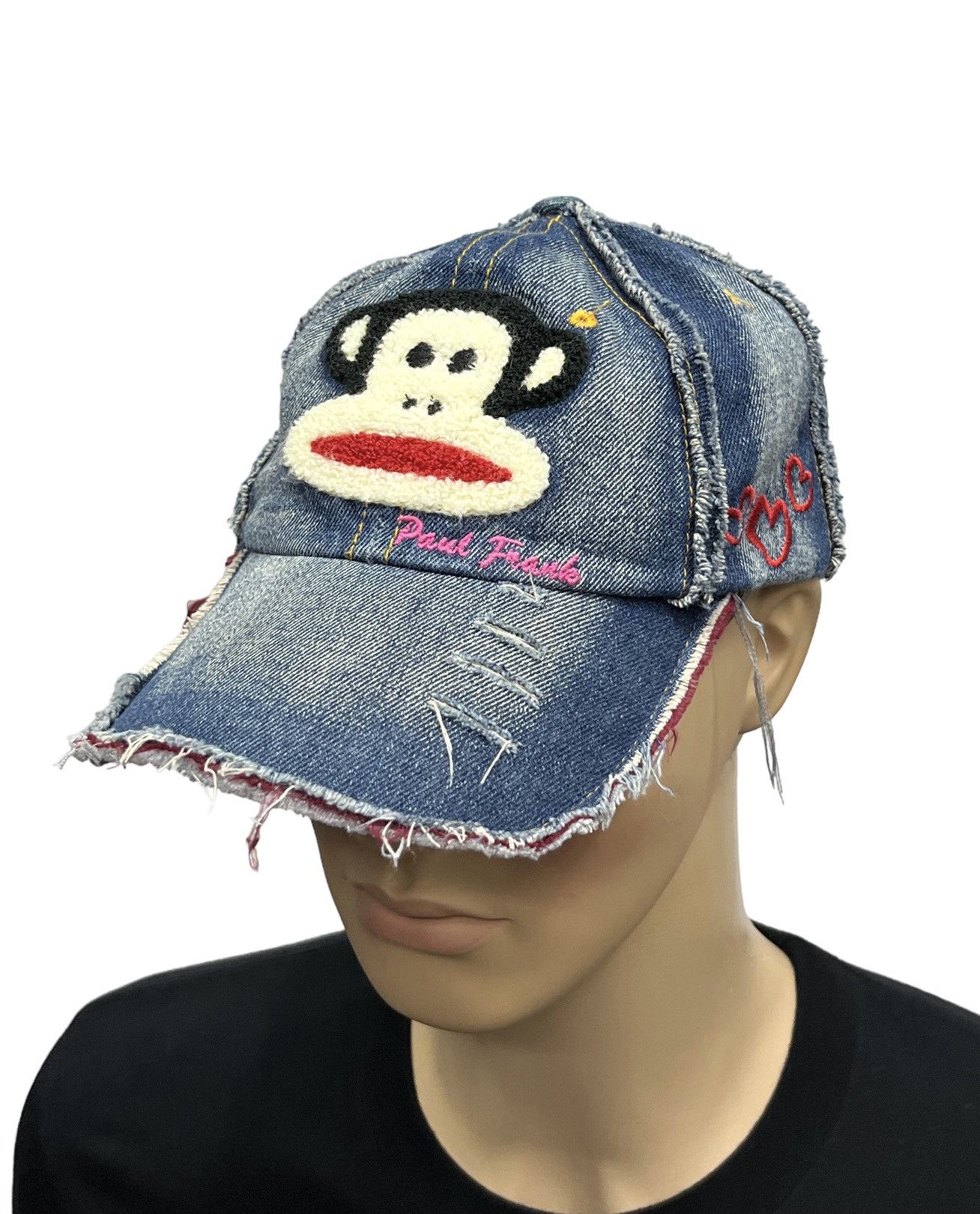 Paul Frank DOPE🔥 PAUL FRANK Big Embroidered Logo Distressed Denim Hat Size ONE SIZE - 1 Thumbnail