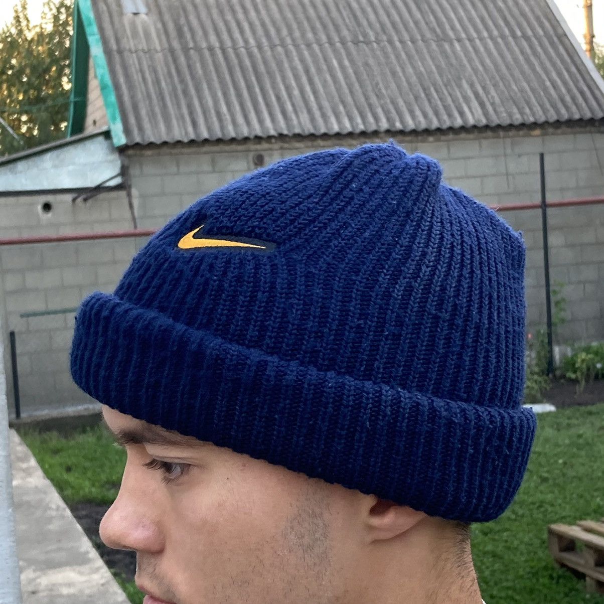 Nike × Vintage Vintage Nike swoosh beanie blue hat Size ONE SIZE - 2 Thumbnail