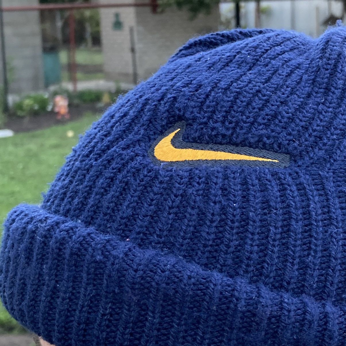 Nike × Vintage Vintage Nike swoosh beanie blue hat Size ONE SIZE - 4 Thumbnail
